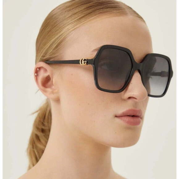 NWT Gucci GG1072S Black Rectangle 56mm Sunglasses main image 5